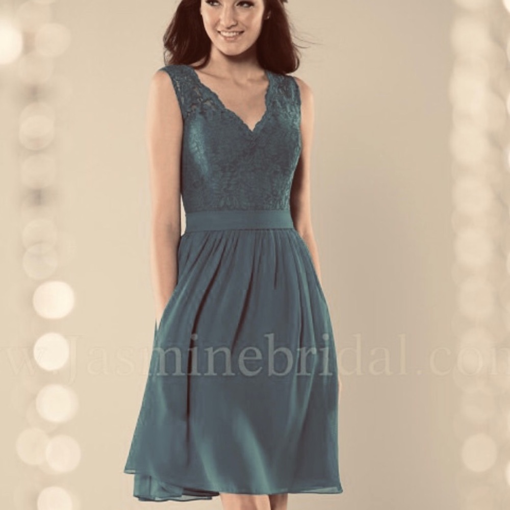 Knee length lace and chiffon